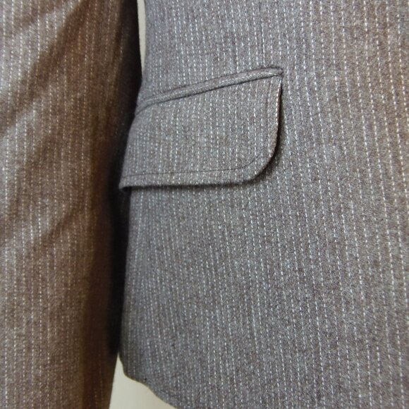 Vintage Vincent's Indiana Women's Brown Pinstripe Wool Blend Blazer 70s Costumer - Picture 7 of 12